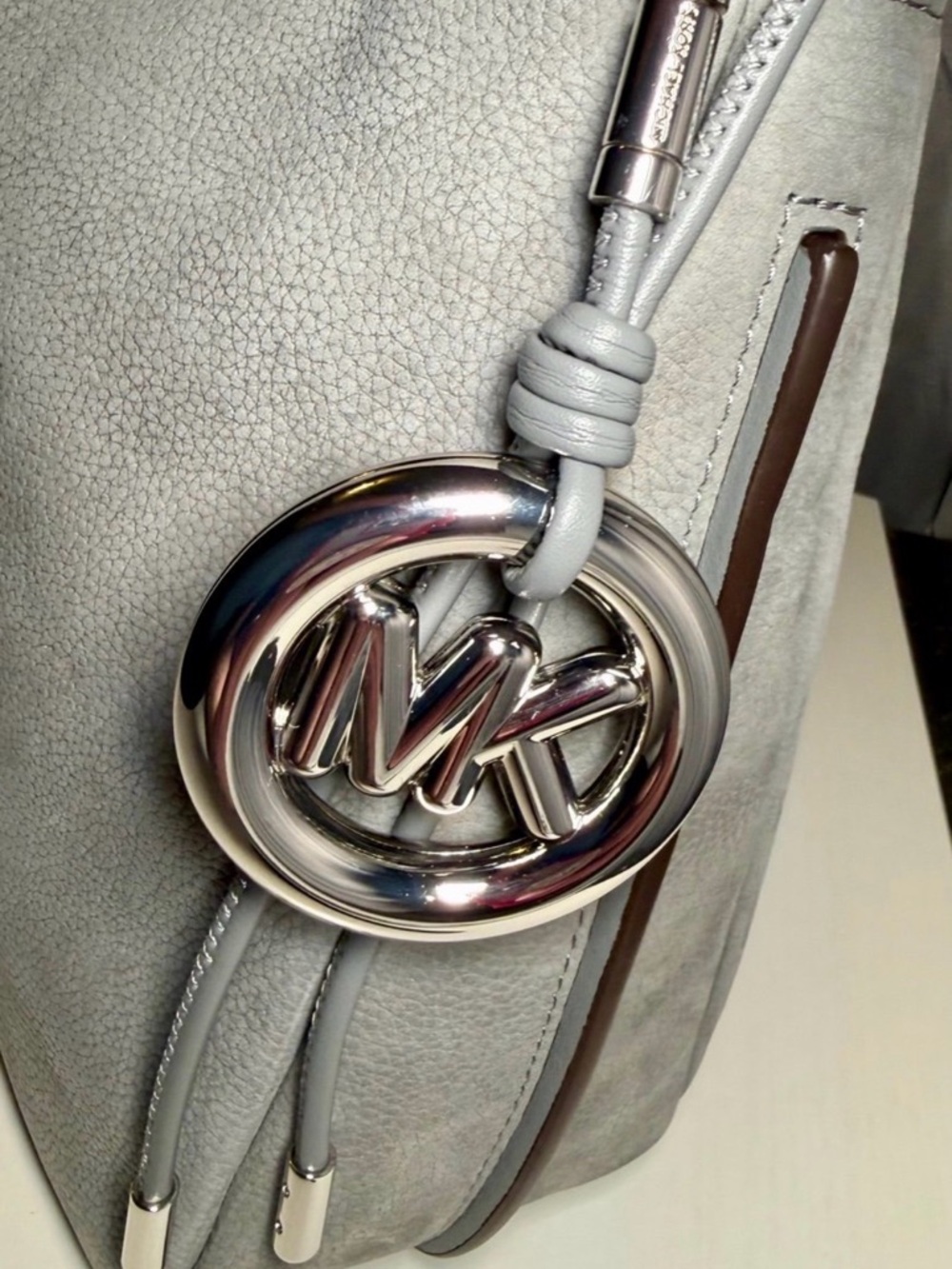 Michael Kors Gray Nolita Shoulder Bag with MK Charm - Picture 10 of 12